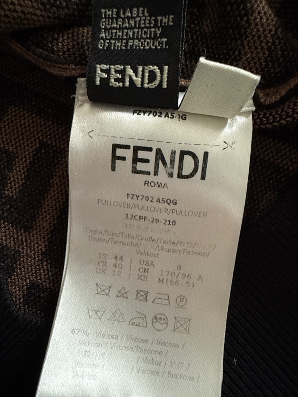 FENDI Sweater Fabric FF Motif Sweater Short Sleeve Size 44 - Picture 12 of 14